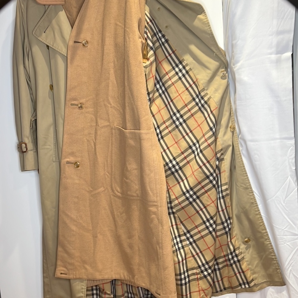 Vintage XL Burberry Mens Trench w/Full Wool Lining and Collar - Picture 14 of 16